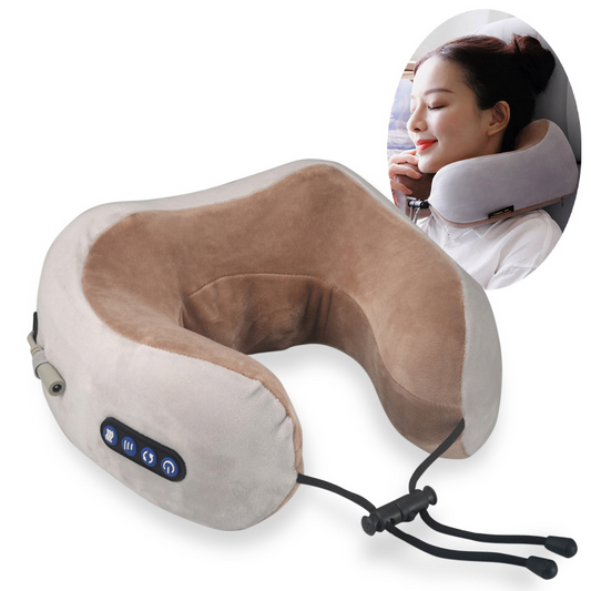 CloudKnead™ Ergonomic Shiatsu Neck Pillow – Memory Foam Travel Pillow with Deep-Tissue Kneading Massage & Thermal Therapy