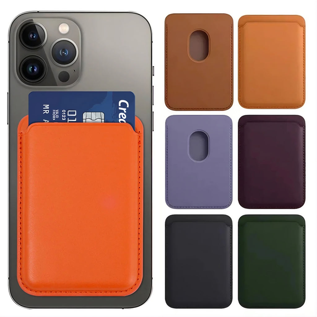 Snap-On Magnetic Leather Card Holder