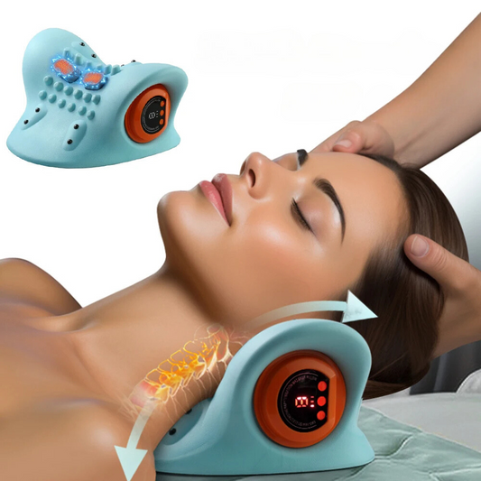 NeuroPulse™ Heated Neck Traction Stretcher – Cervical Spine Alignment Pillow with Soothing Thermal Therapy