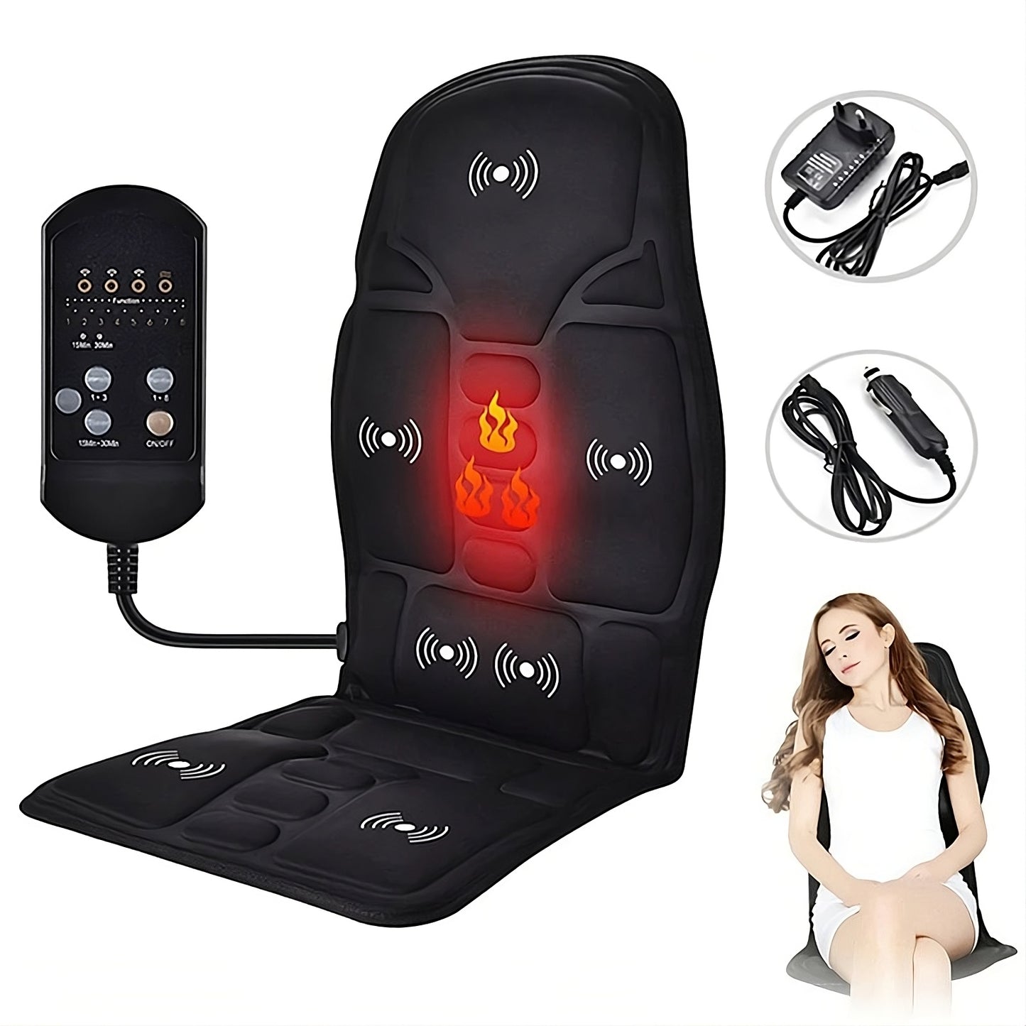 DeskComfort™ Full-Body Heated Massage Seat Pad – Orthopedic Chair Cushion with Targeted Vibration & Thermal Therapy