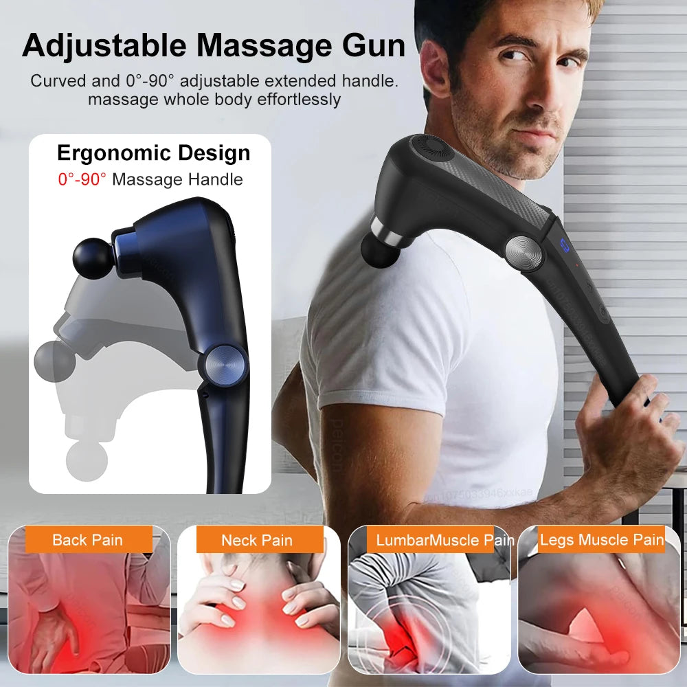 OmniGrip™ 90° Adjustable Percussion Massager – Multi-Angle Deep Tissue Massage Gun for Hard-to-Reach Muscle Recovery