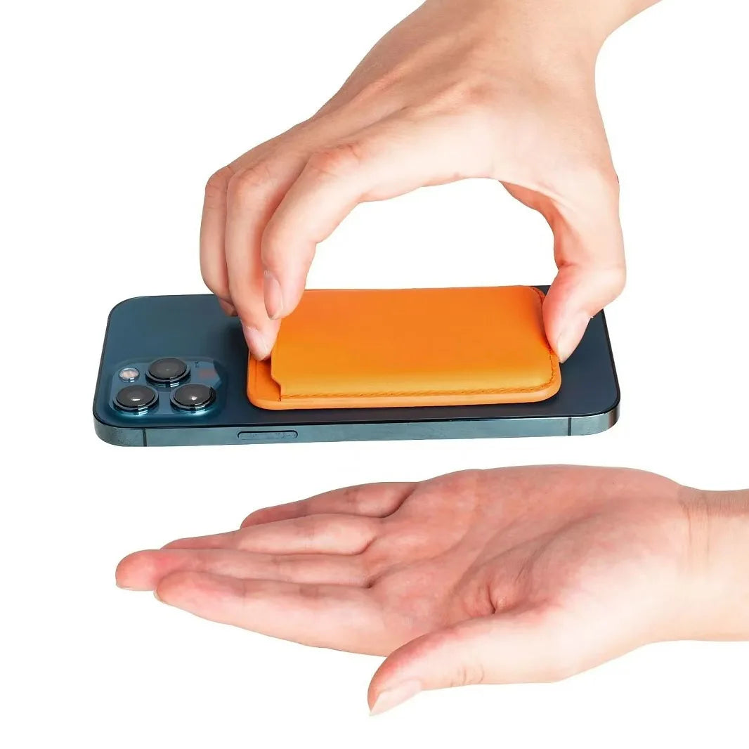 Snap-On Magnetic Leather Card Holder