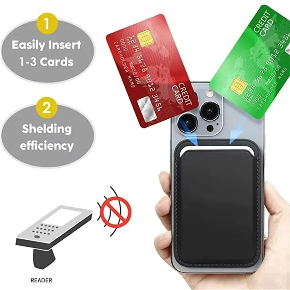 Snap-On Magnetic Leather Card Holder
