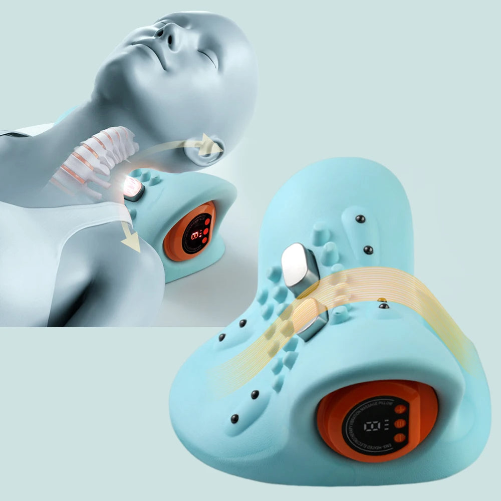 NeuroPulse™ Heated Neck Traction Stretcher – Cervical Spine Alignment Pillow with Soothing Thermal Therapy