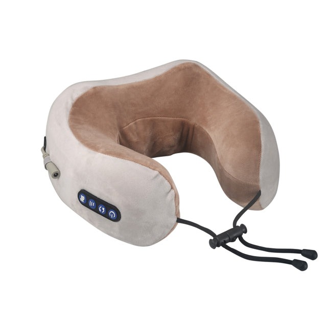 CloudKnead™ Ergonomic Shiatsu Neck Pillow – Memory Foam Travel Pillow with Deep-Tissue Kneading Massage & Thermal Therapy