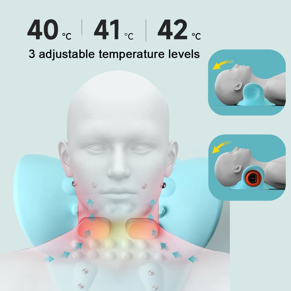 NeuroPulse™ Heated Neck Traction Stretcher – Cervical Spine Alignment Pillow with Soothing Thermal Therapy