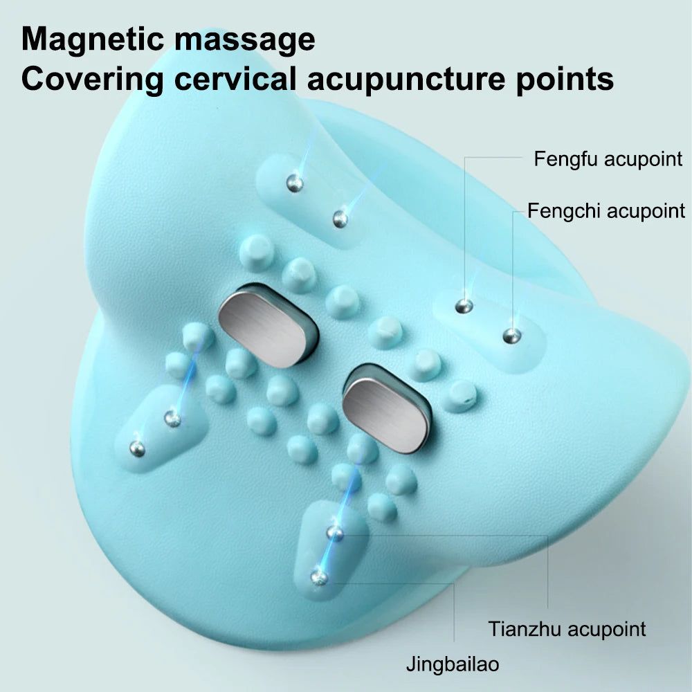 NeuroPulse™ Heated Neck Traction Stretcher – Cervical Spine Alignment Pillow with Soothing Thermal Therapy